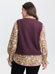 2-in-1 Floral Textured Knit Top