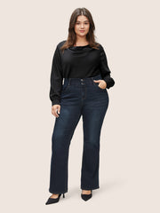 Bootcut Elastic Waist Button Down Jeans