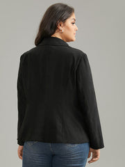 Solid Corduroy Zipper Lapel Collar Blazer