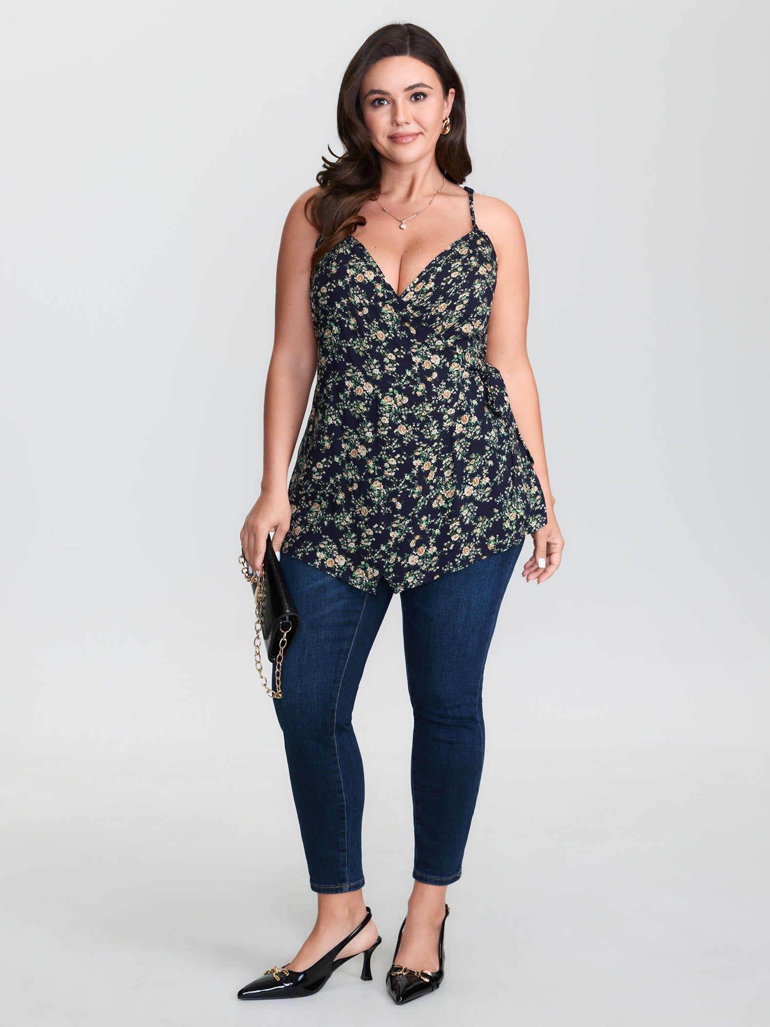Floral Print Side-Tie Rayon Tank Top