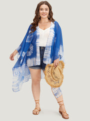 UltraCool Tie Dye Asymmetrical Hem Open Front Kimono
