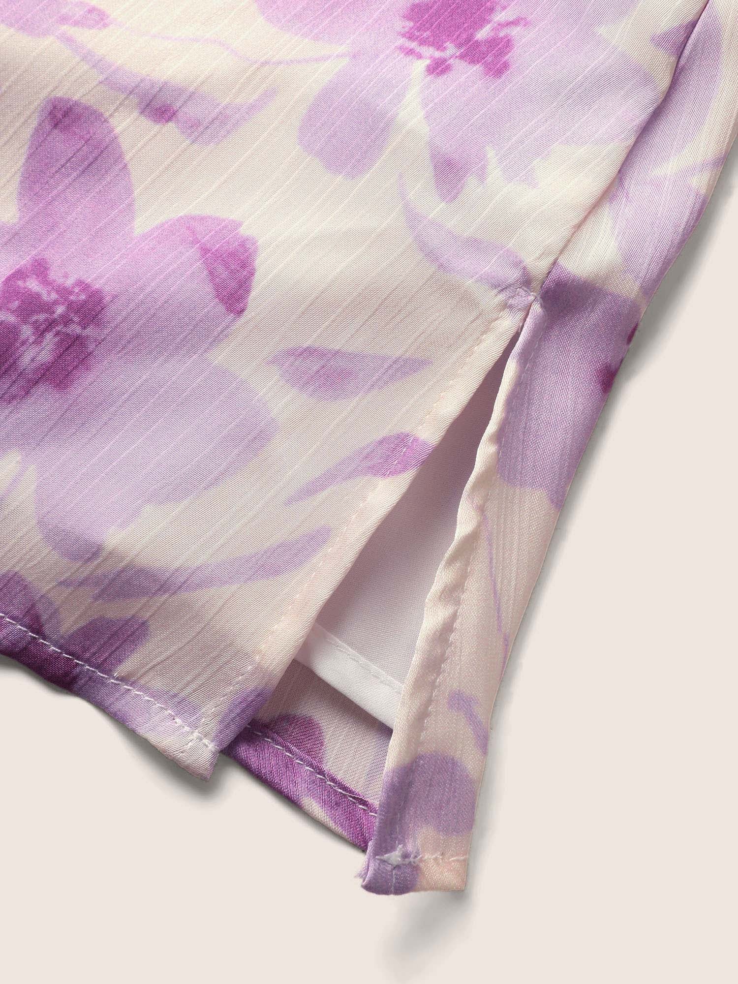 Floral Print Ruched Split Hem Cami Top