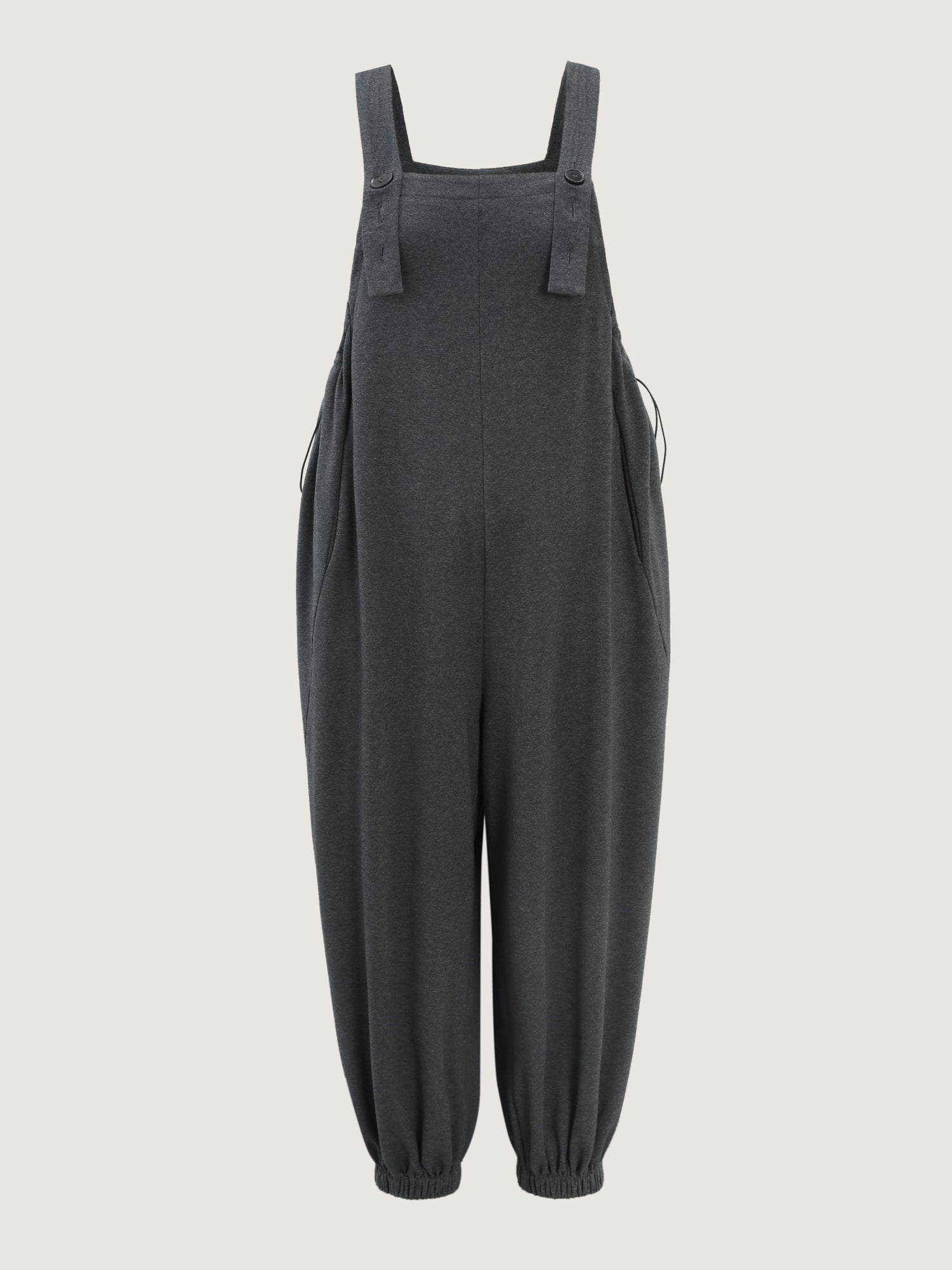 Stretchy Solid Adjustable Overall Jumpsuit