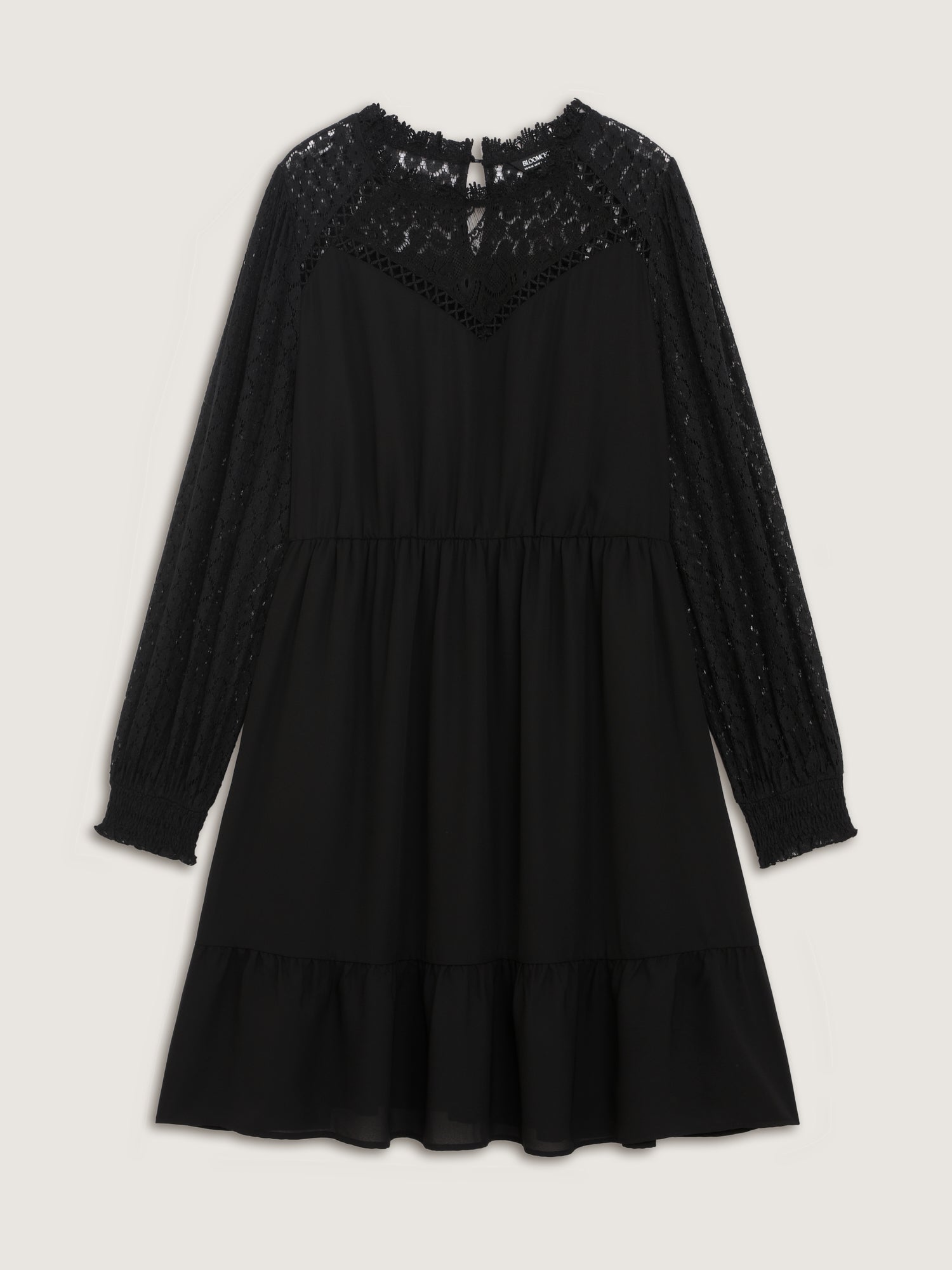 Sheer Lace Cut-Out Detail Midi Dress