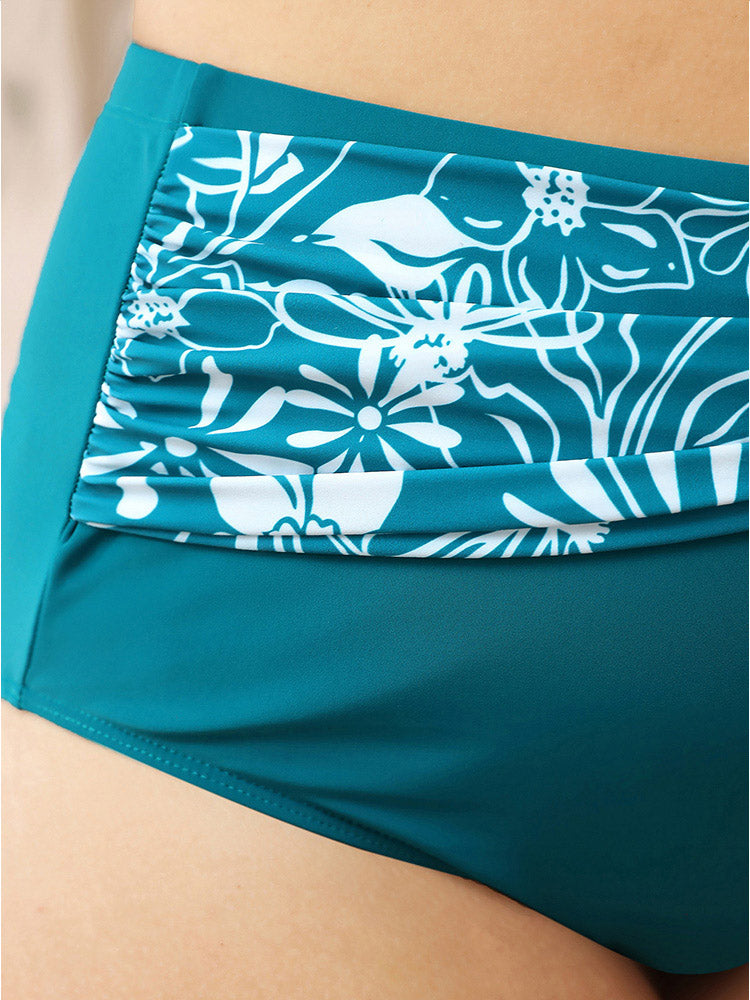 Tropical Patchwork Knotted Front Bikini Bottom