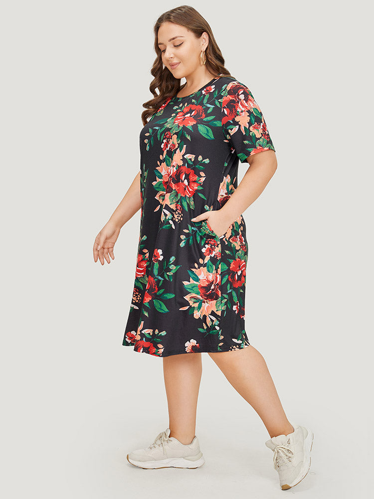 Floral Print Pocket Midi Dress