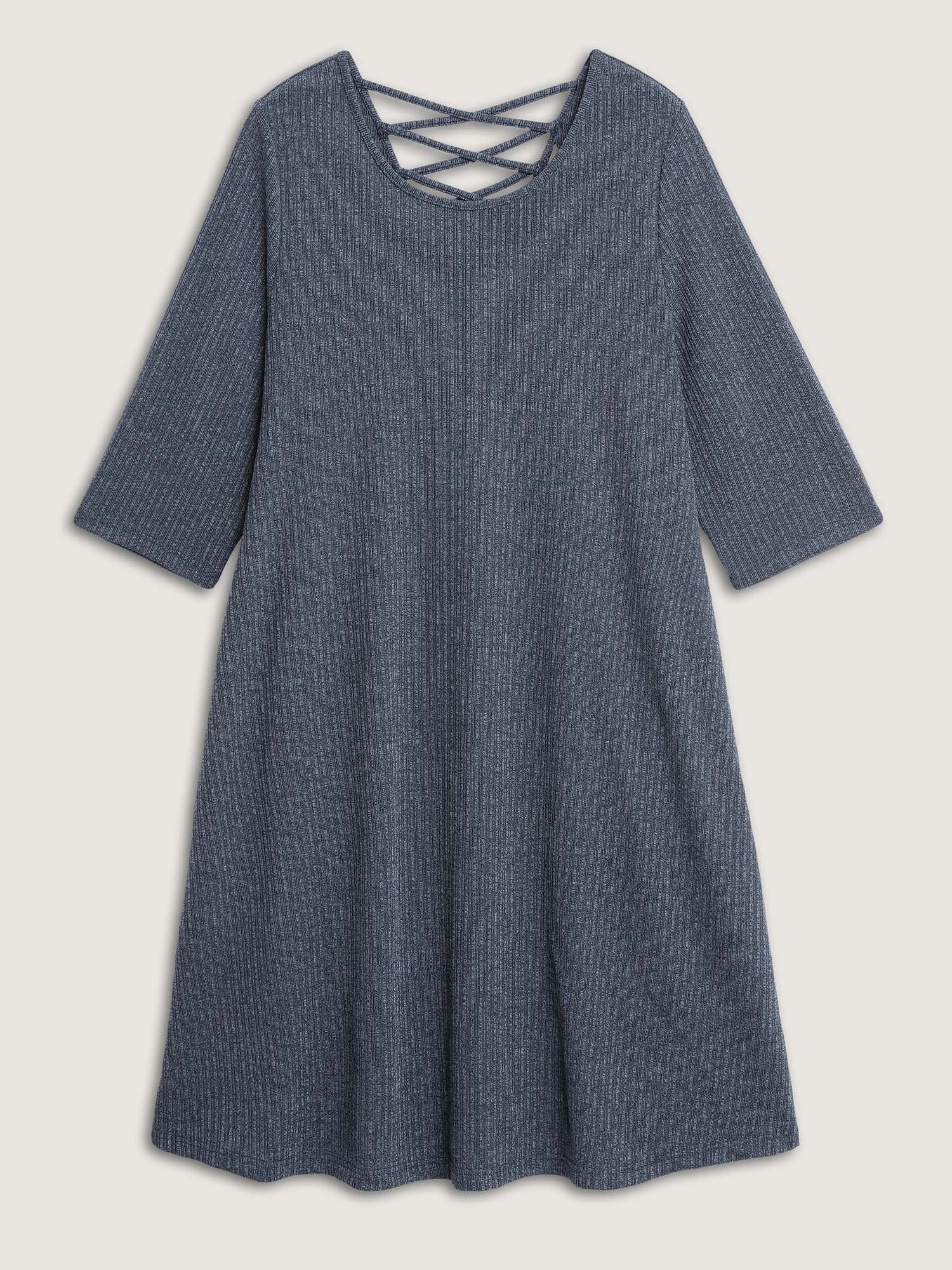 Heather Back Cut-Out Solid Midi Dress