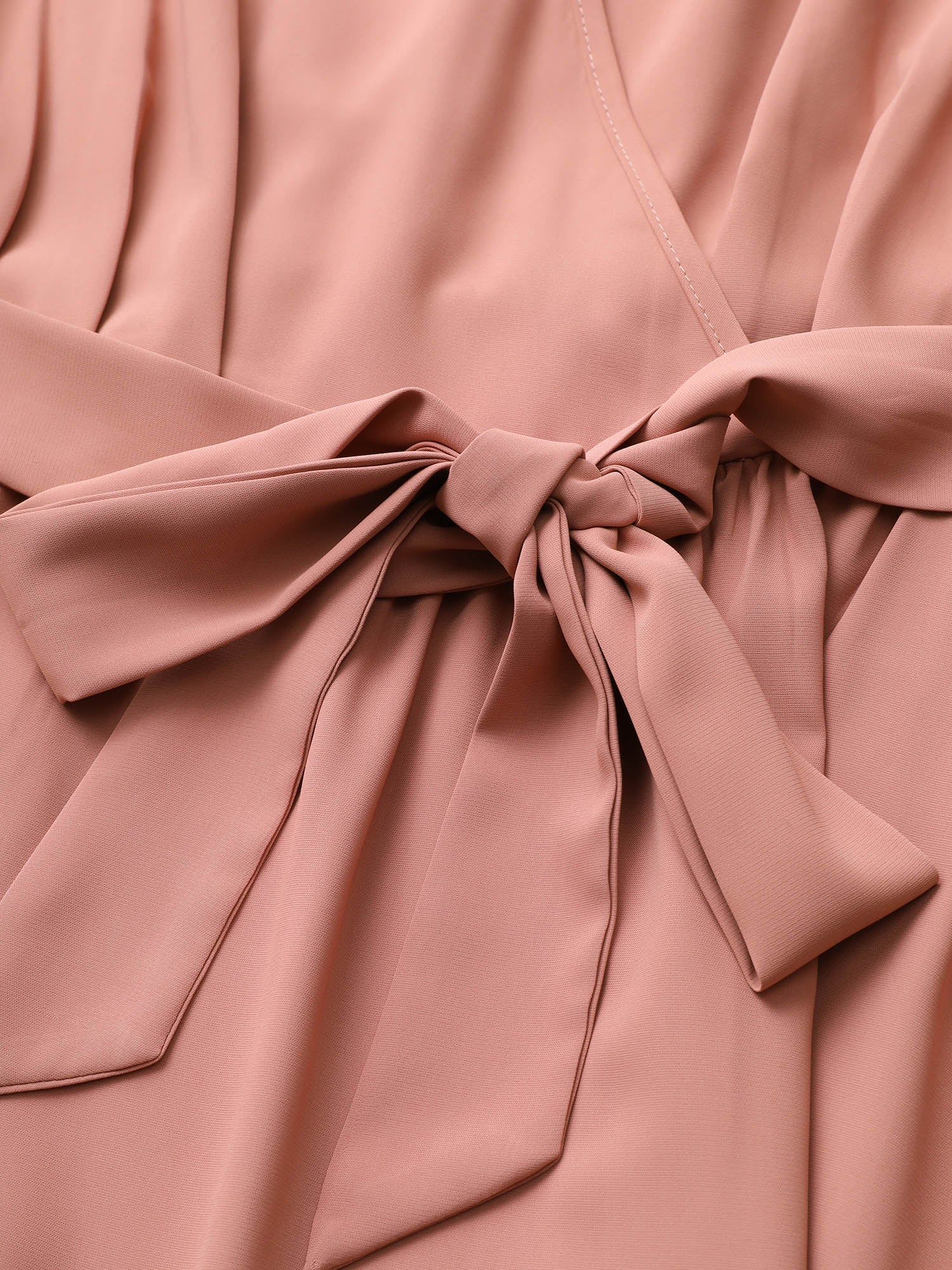 Plain Mesh Textured Patchwork Belted Dress