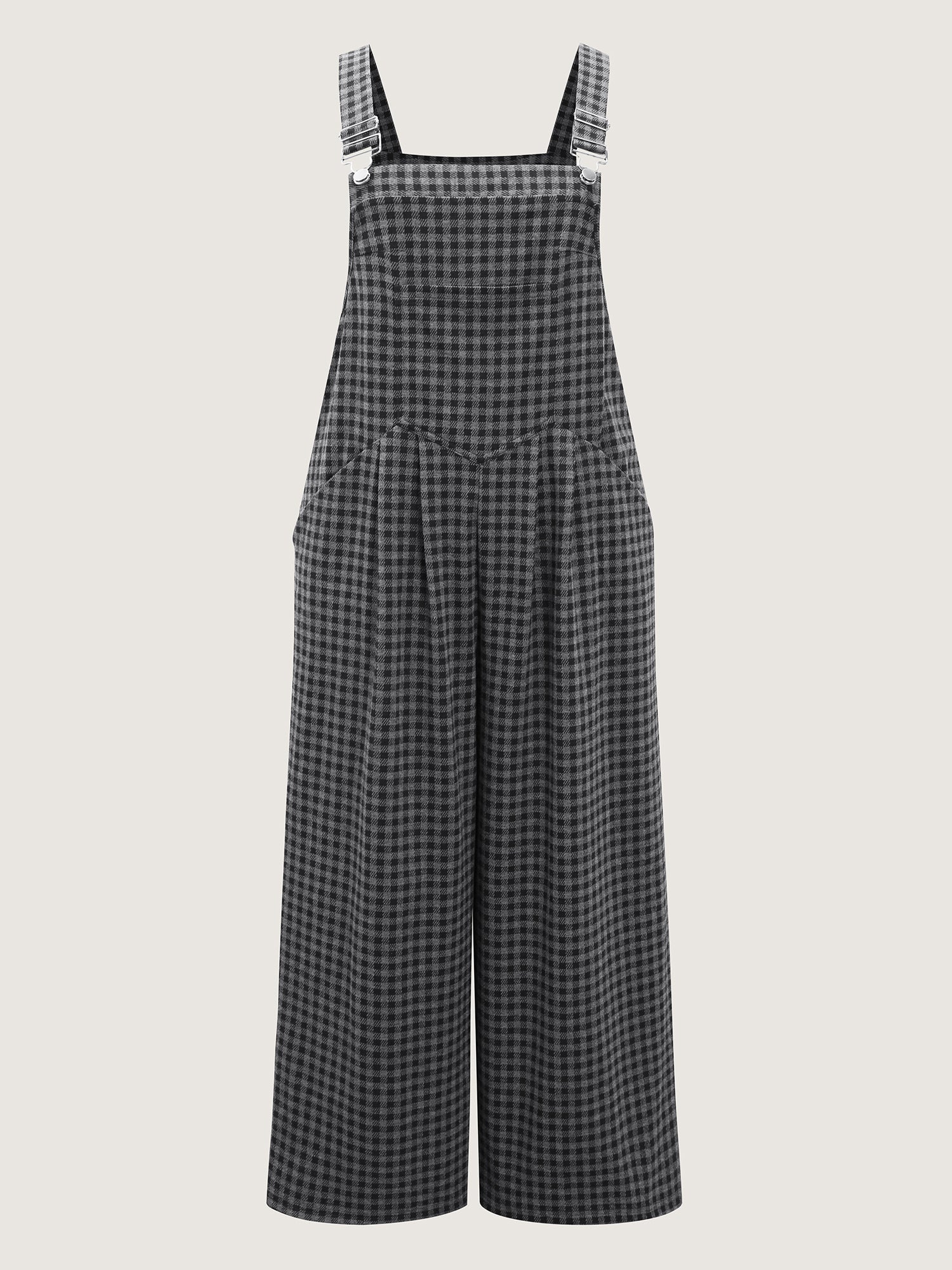 Checkered Pattern Pleated Jumpsuit