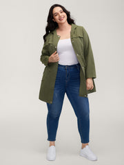 Parka Hooded Adjustable Waist Drawstring Jacket