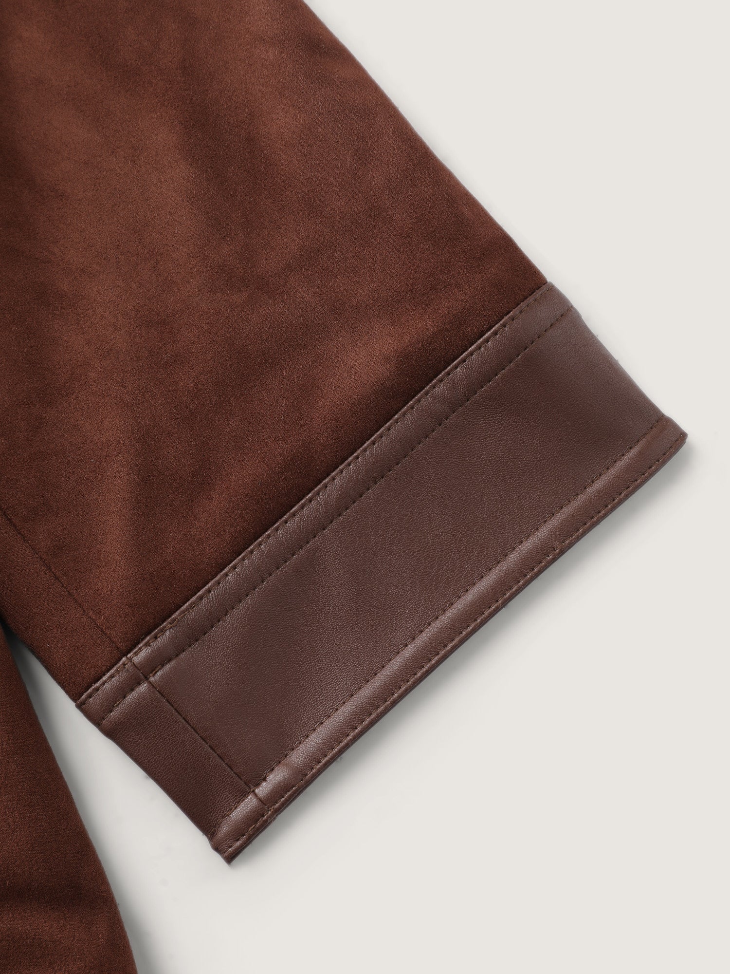 Suede Leather Detail Button-Down Jacket