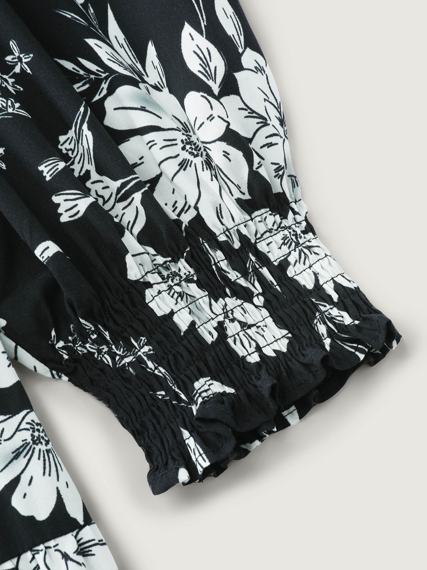 Silhouette Flower Shirred Maxi Dress