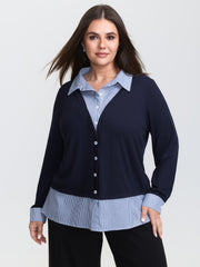 2-in-1 Color Contrast Woven T-Shirt