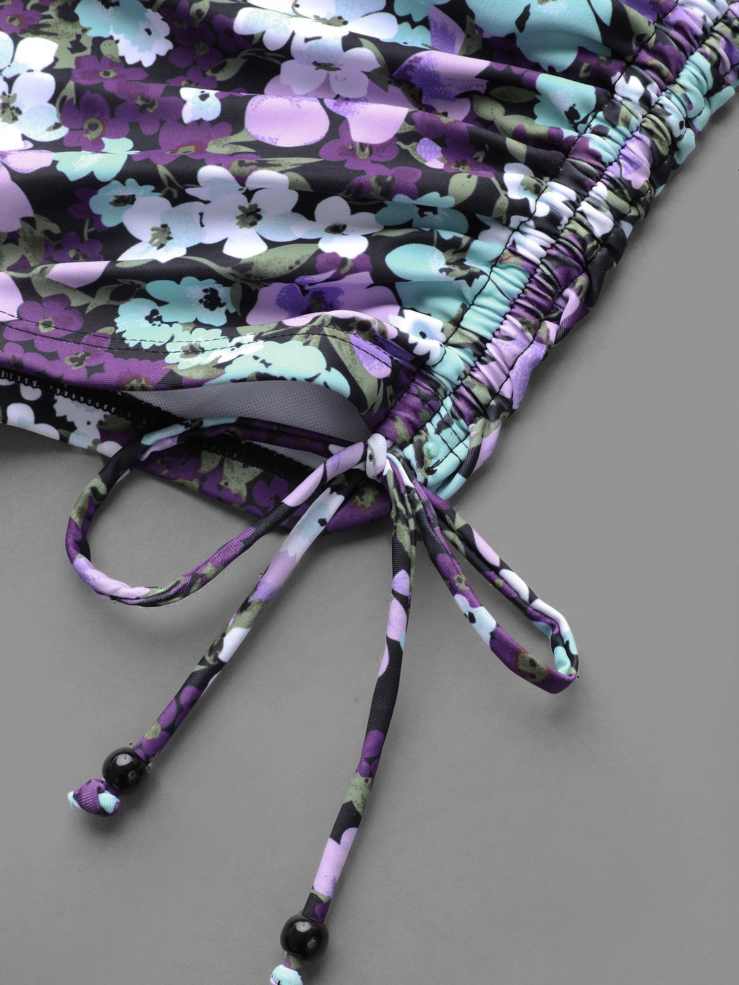 Floral Print Stretchy Drawstring Swim Bottoms