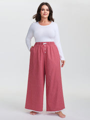 Checkered Lace Buckle Detail Lounge Bottoms
