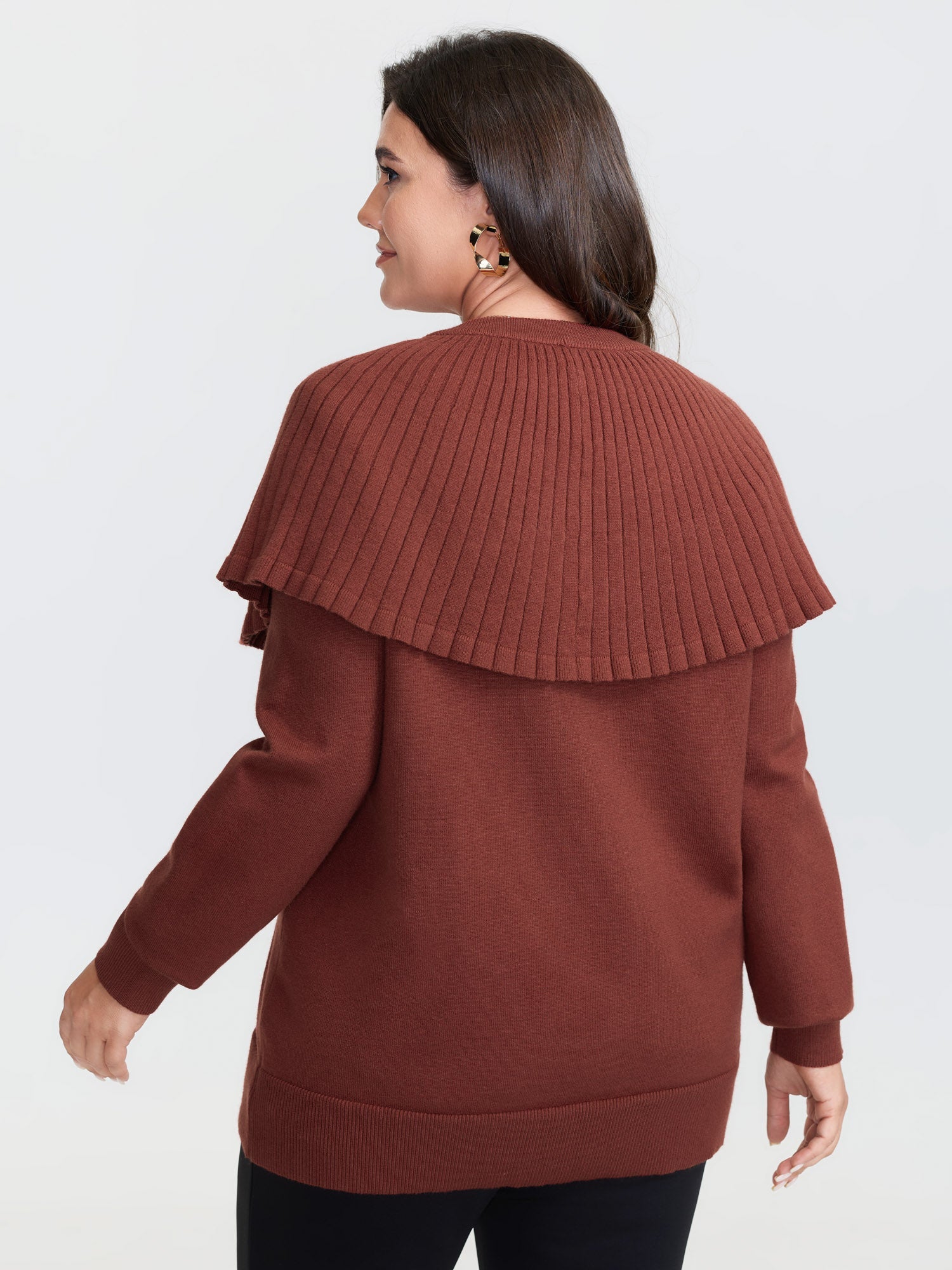 Faux Two-Piece Cape Velvet Bow Pullover