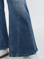 Stretchy Seamed Mid-Rise Flared Jeans