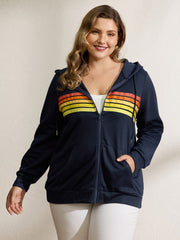 Color Contrast Stripes Zipper Jacket