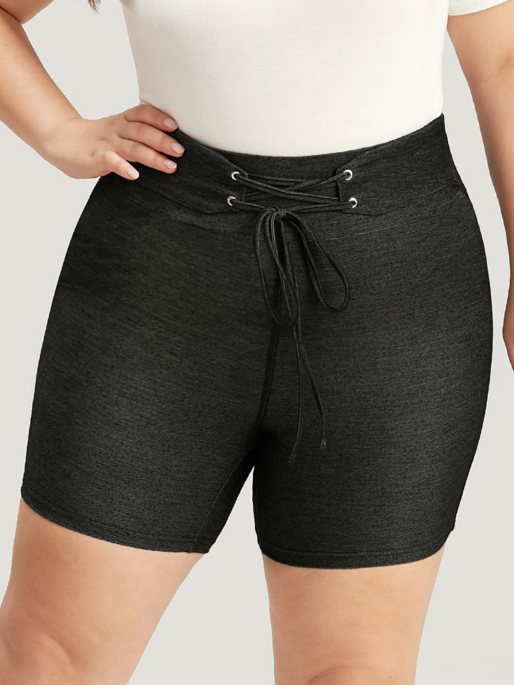 Solid High Rise Ties Very Stretchy Leggings