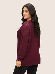 Solid Hollow Out Raglan Sleeve Pullover