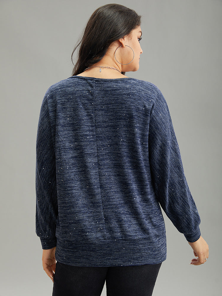 Solid Heather V Neck Sequin T-shirt