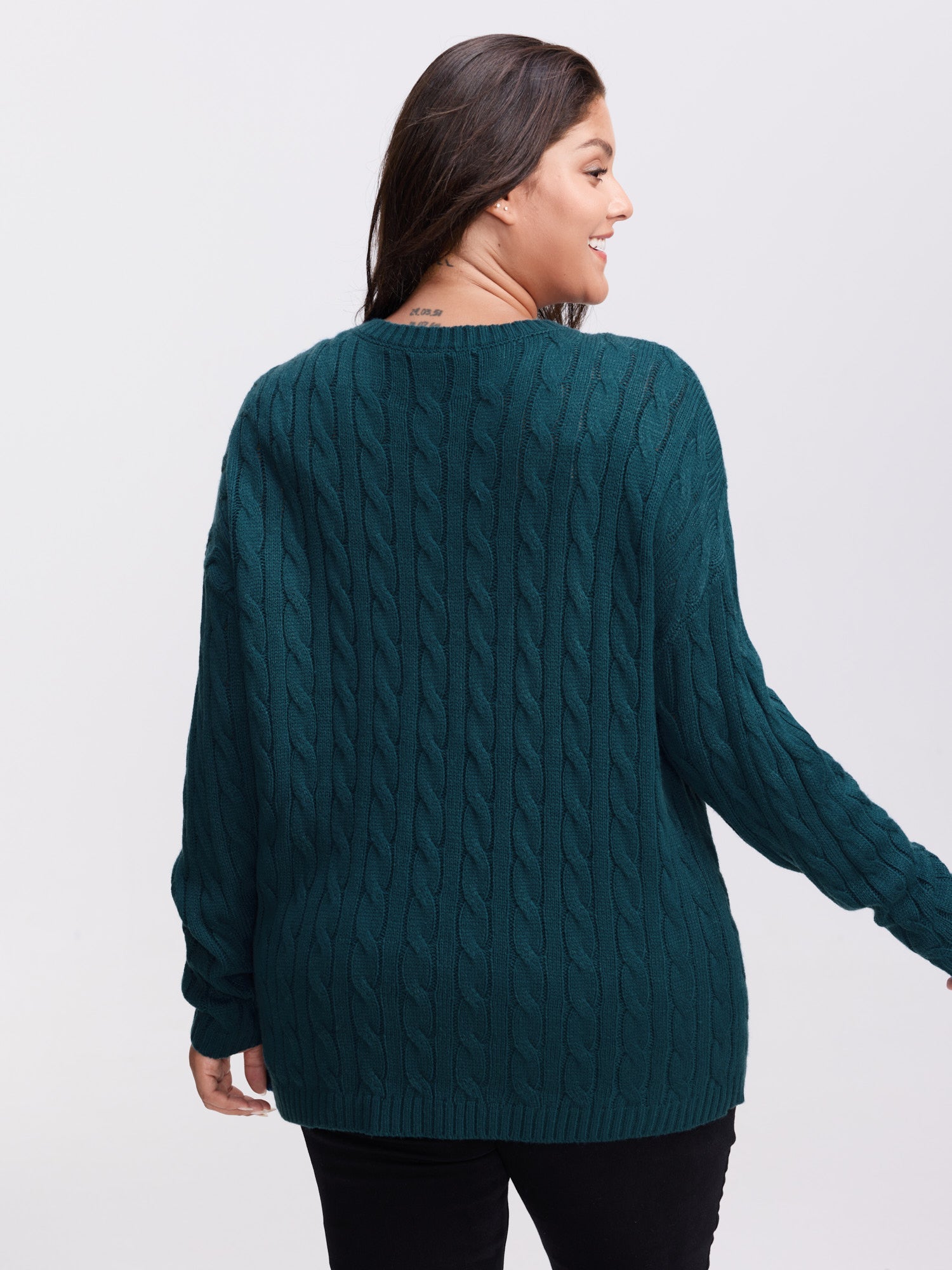 Floral Embroidered Cable Knit Pullover