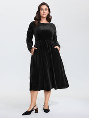 Sheer Lace Gathered Backless Midi Dress