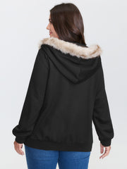 Fur Collar Stretchy Zipper Jacket