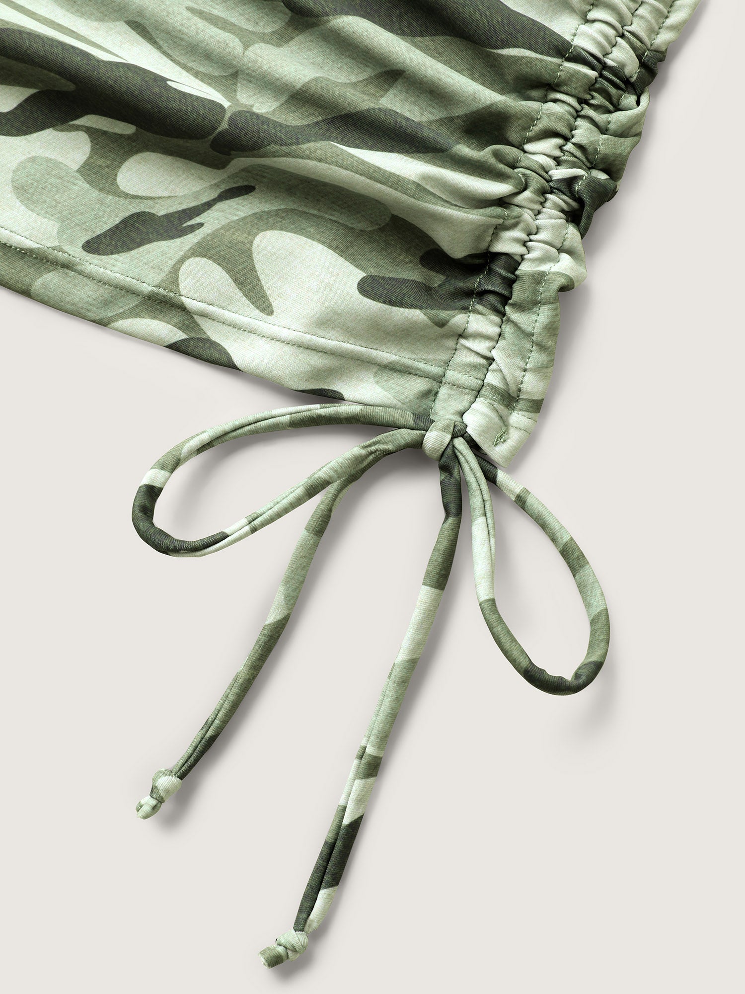 Camouflage Print Side Drawstring Swim Top