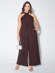 Shirred Back Halter Neckline Jumpsuit