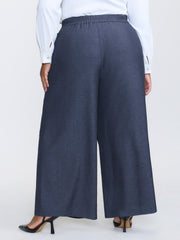 Asymmetrical Belted Denim-Like Pants