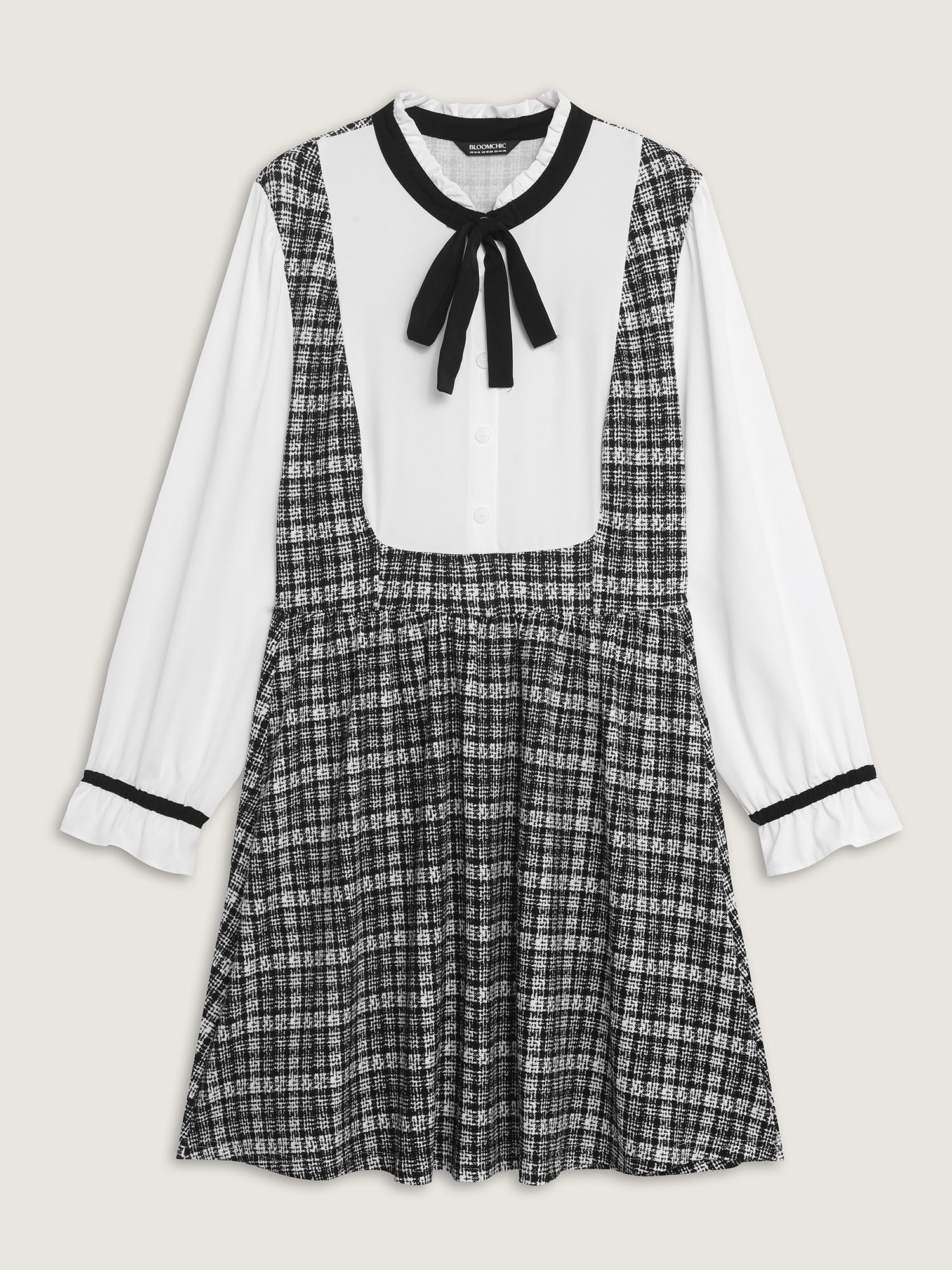 2-In-1 Plaid Pattern Spliced Midi Dress