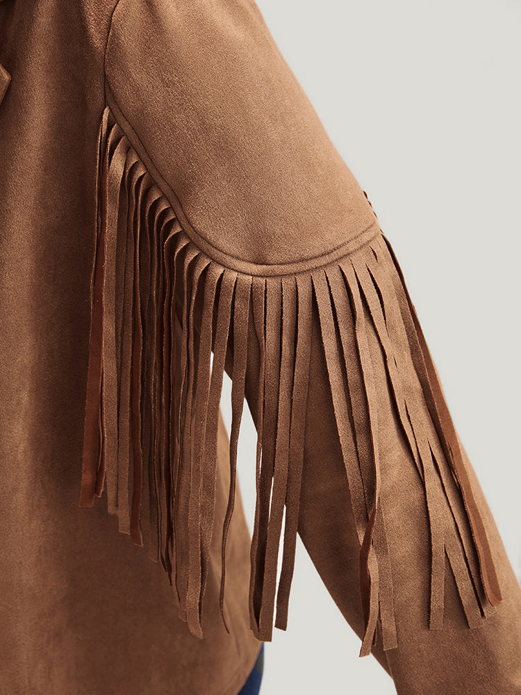 Solid Fringe Trim Open Front Coat