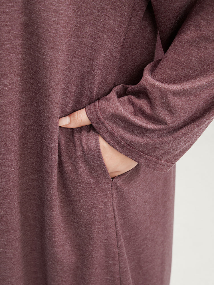 Solid Pocket Cold Shoulder Dress