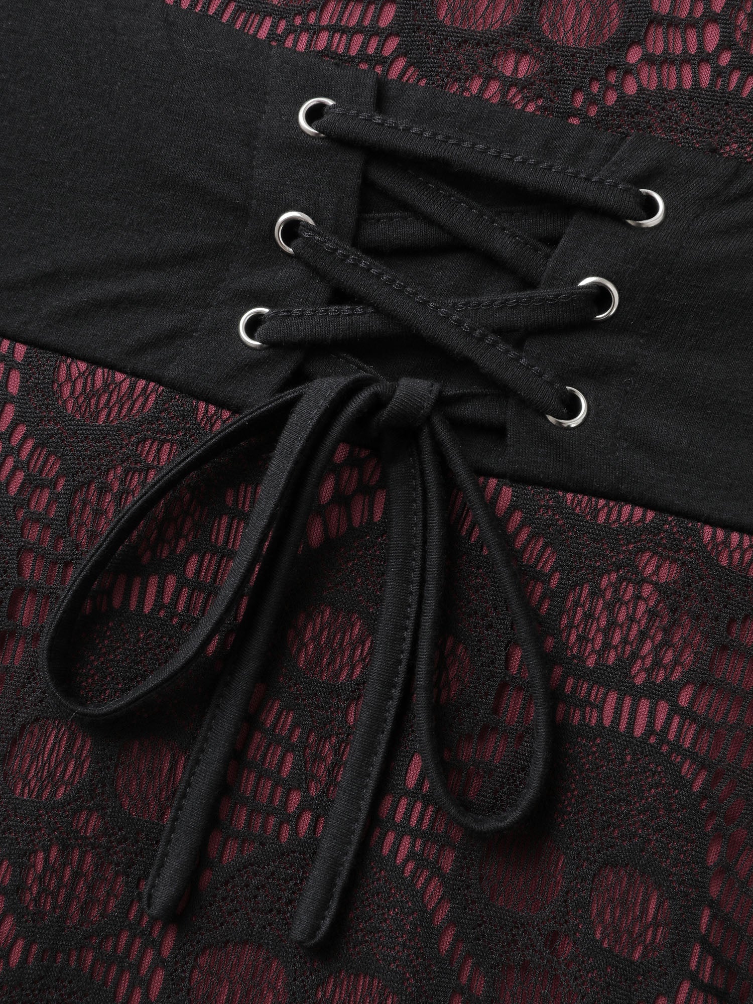 Skull Wide-Waist Tie Contrast Midi Dress