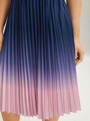 Ombre Gradient Pleated Sleeveless Midi Dress