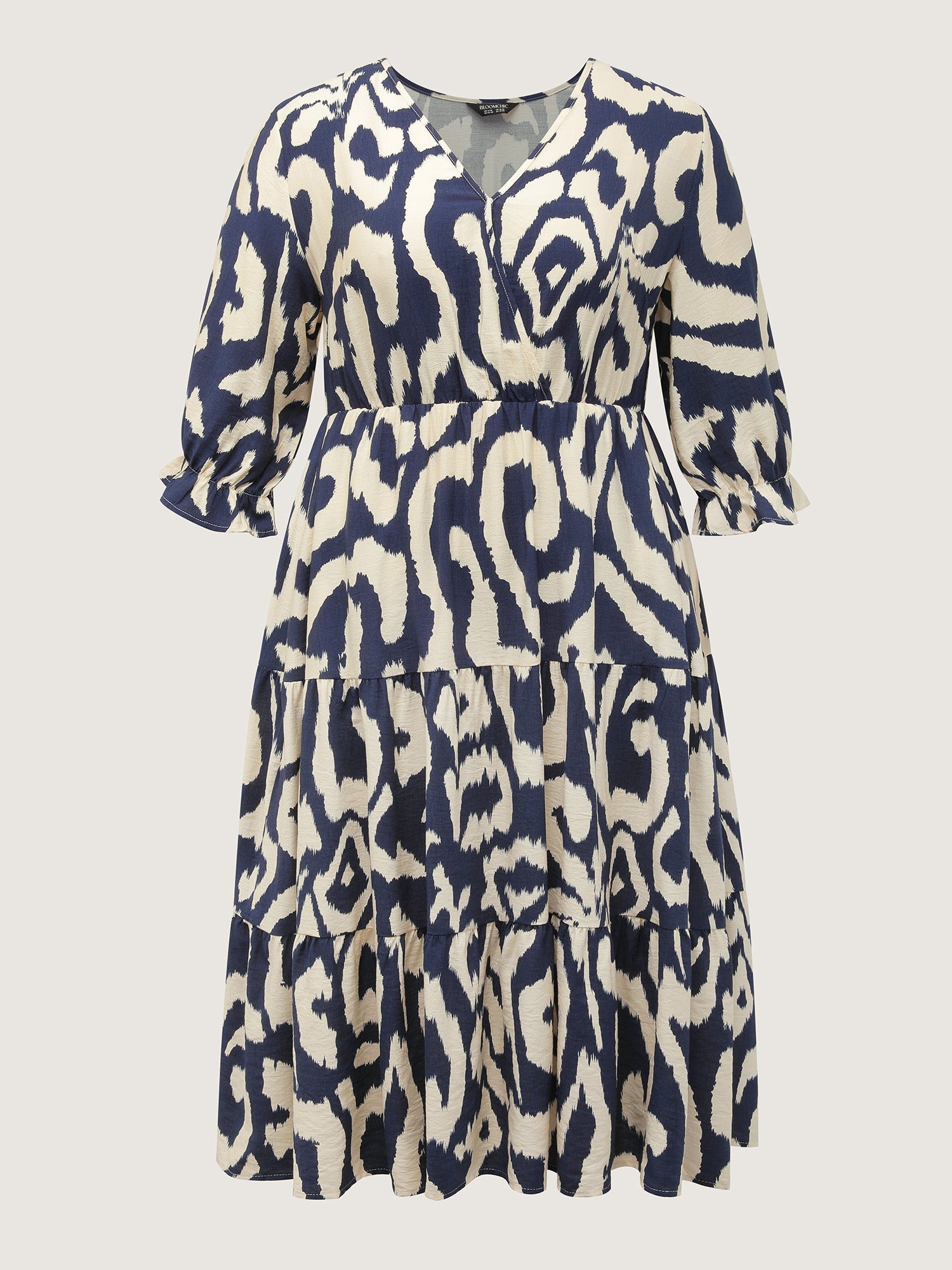 Abstract Print Cinched-Waist Maxi Dress