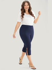 Solid Crisscross Hem Skinny Leggings