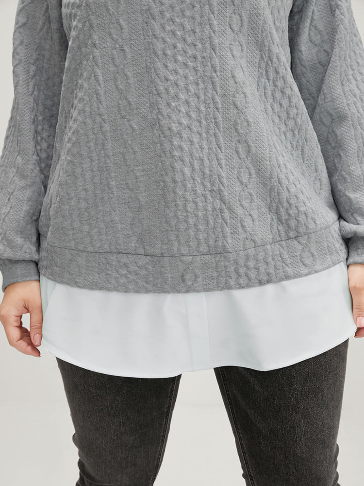 Solid Textured Round Neck 2-In-1 Sweatshirt