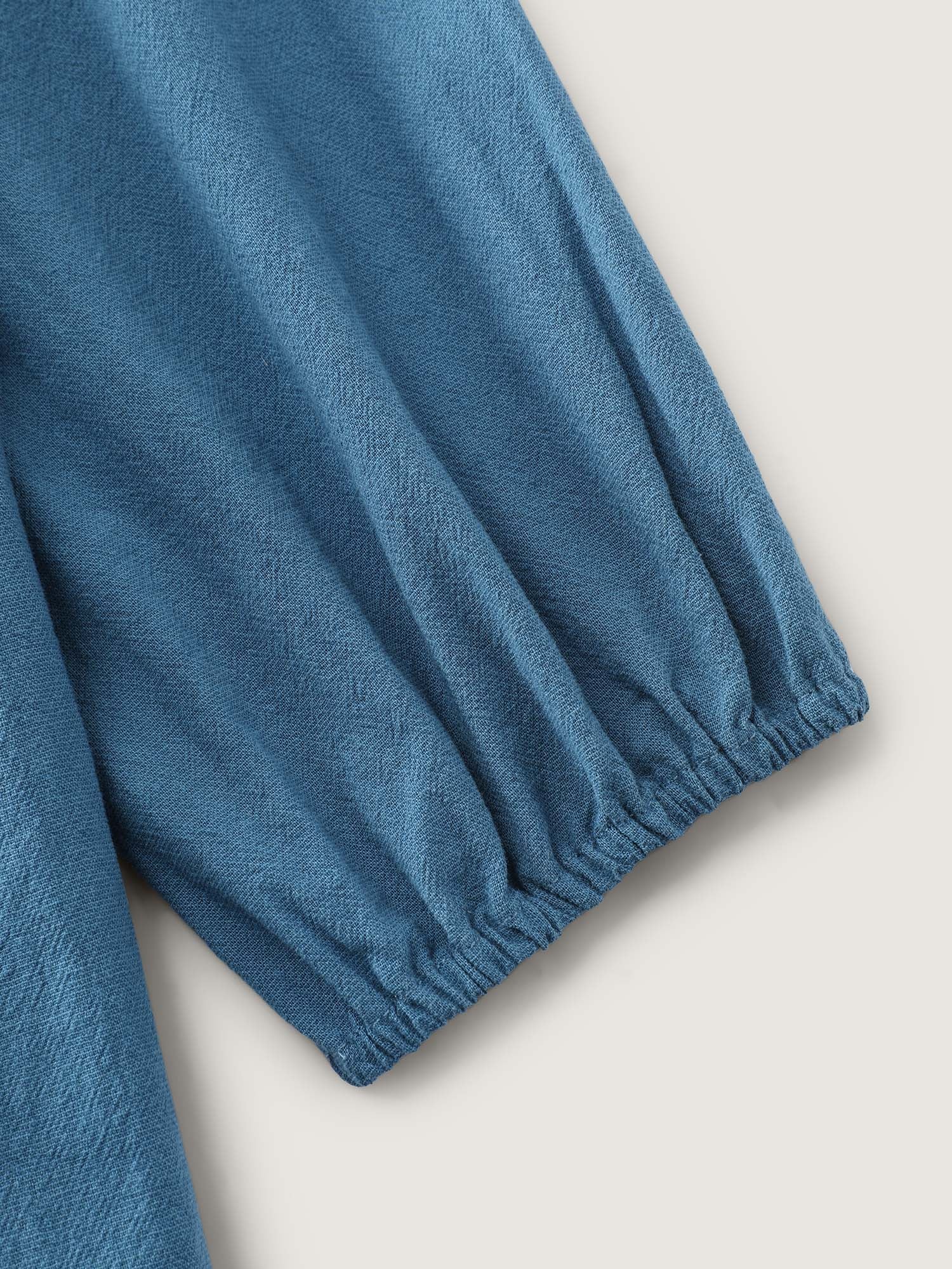 Shirt Collar Button Side Pockets Midi Dress