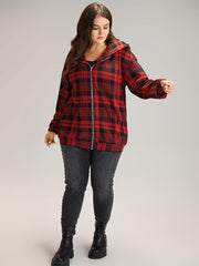 Plaid Zipper Hooded Jacket