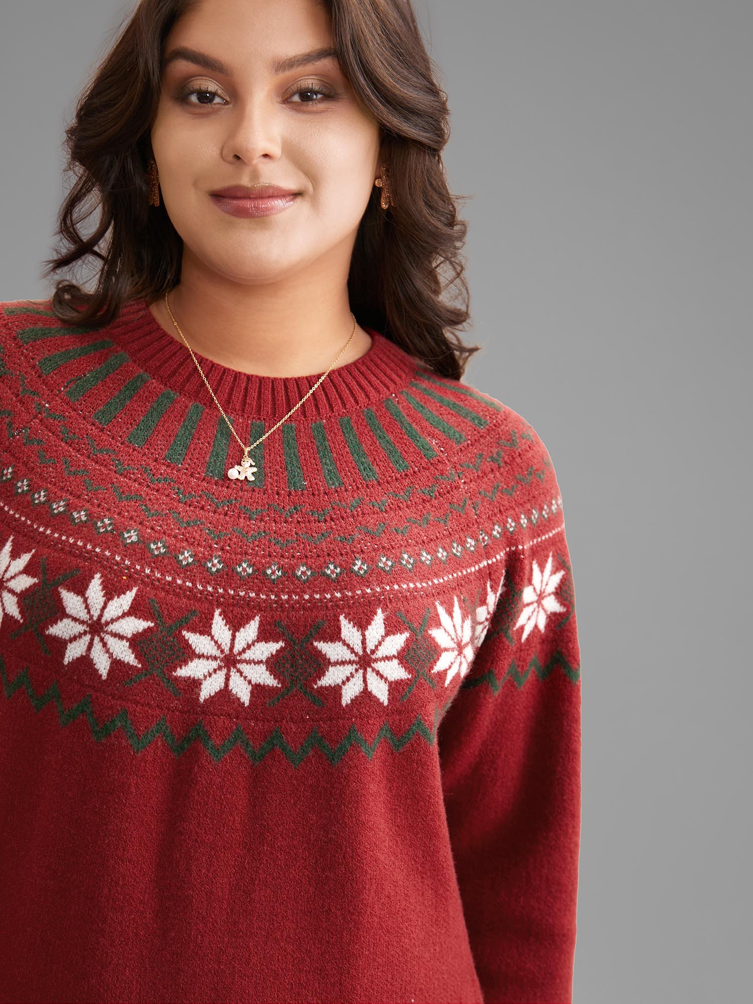 Fair Isle Geometric Midi Sweater Dress