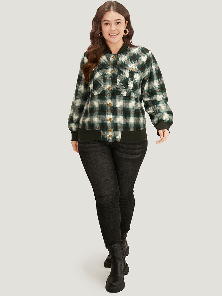 Halloween Plaid Pocket Button Up Contrast Patchwork Jacket