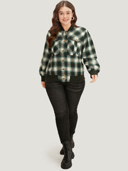 Halloween Plaid Pocket Button Up Contrast Patchwork Jacket