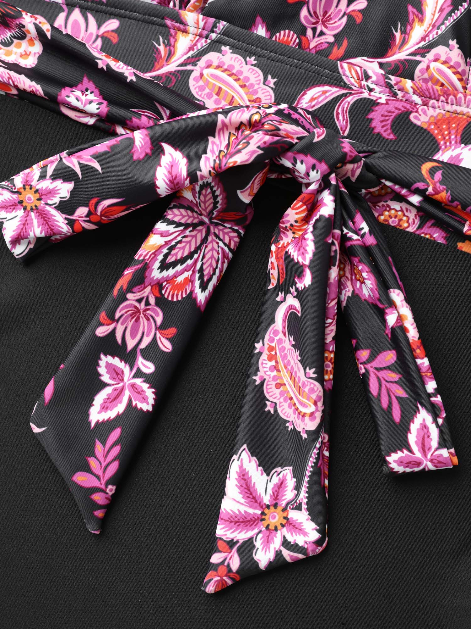 Floral Print Front-Knot One-Piece Swimsuit