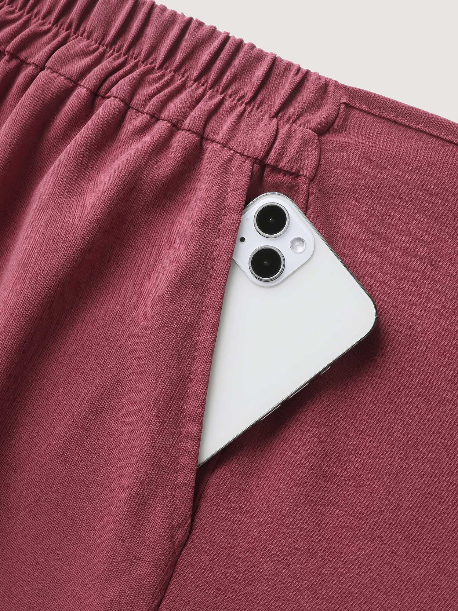 Belted Front Overlap Wide-Leg Pants