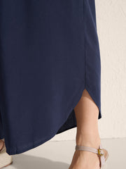 Shirred Waist Curvy Hem Wide-Leg Pants