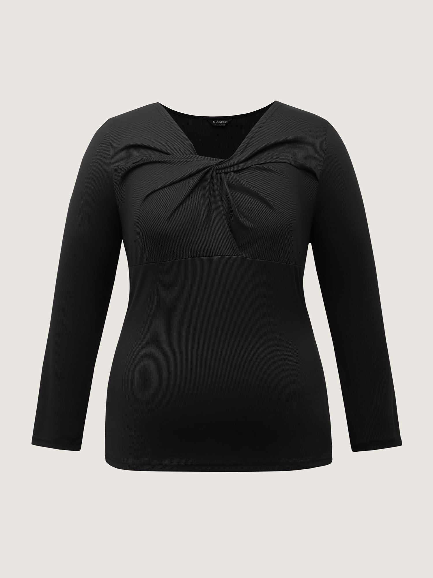 Stretchy Knotted Neckline Cozy Knit Top