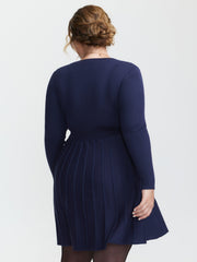 Supersoft Wrap Neck Cinched-Waist Sweater Dress