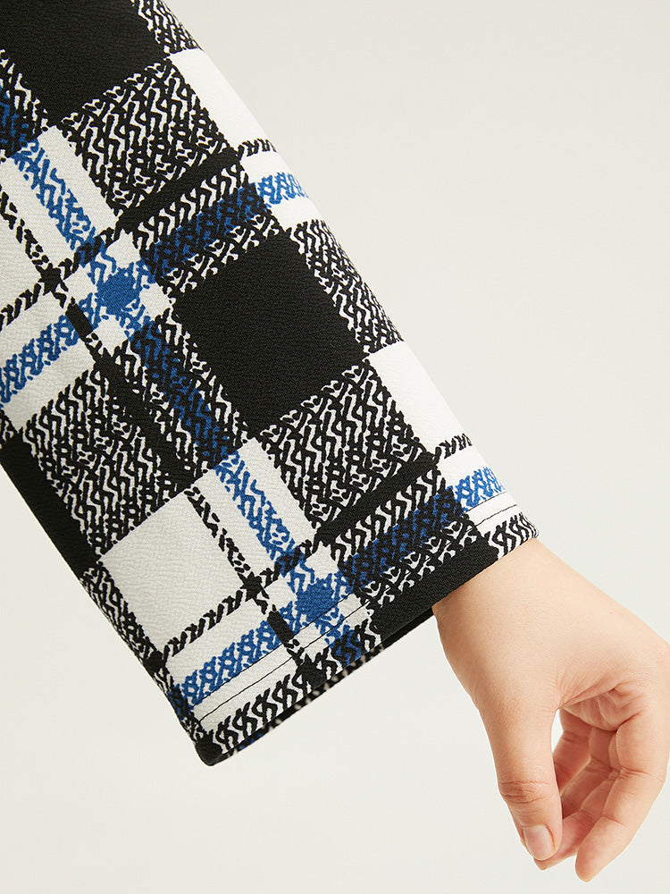 Plaid Print Pocket Open Front Kimono